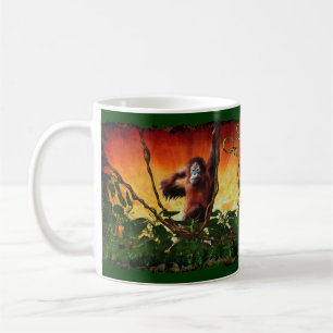 Young Orangutan & Rainforest Sunrise Art Mug