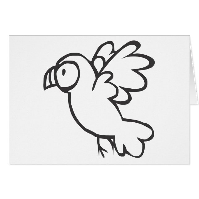 Young Parrot Flying in Black and White Sketch (Front Horizontal)