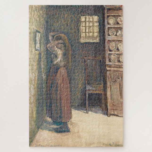 Young Peasant Girl Doing Her Hair 1891 – Pissarro Jigsaw Puzzle (Vertical)