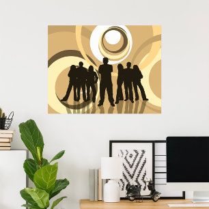 Young People Retro Background Poster