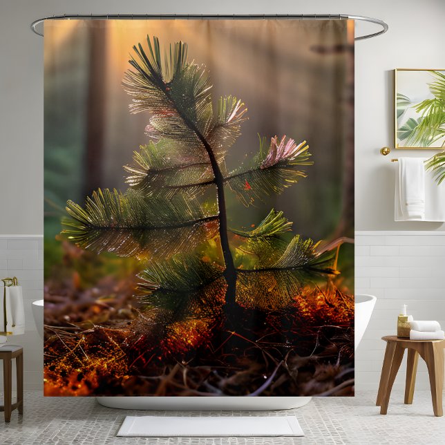 Young Pine Tree Jungle Woodland Wilderness Shower Curtain (Creator Uploaded)