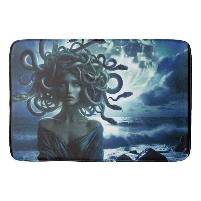 Young Pretty Medusa by the Moon & Ocean Bath Mat (Front)