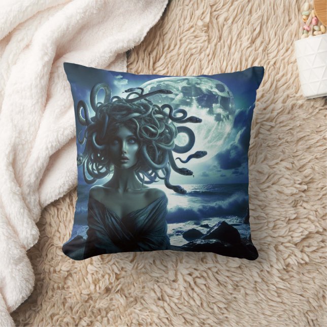 Young Pretty Medusa by the Moon & Ocean Cushion (Blanket)