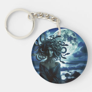 Young Pretty Medusa by the Moon & Ocean Key Ring
