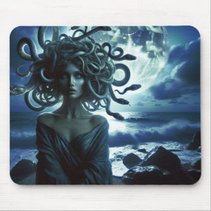 Young Pretty Medusa by the Moon & Ocean Mouse Mat