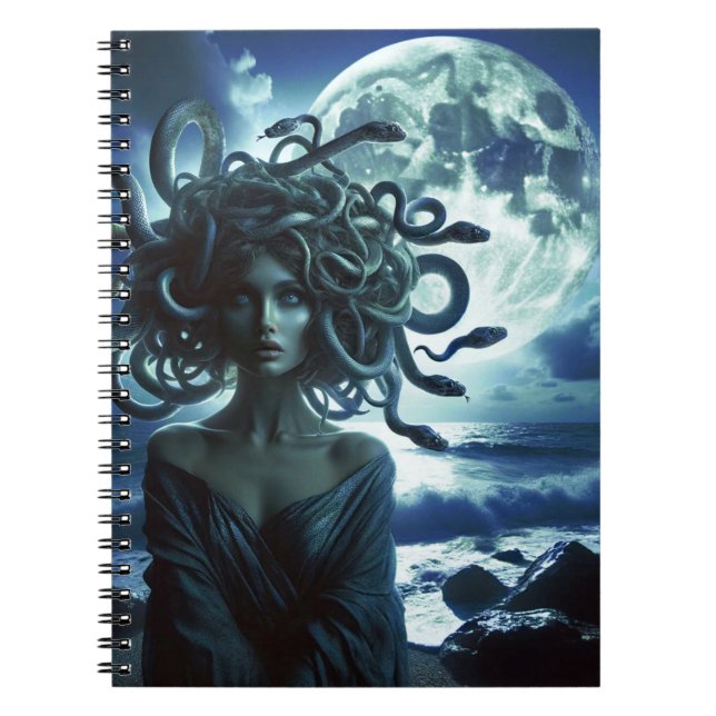 Young Pretty Medusa by the Moon & Ocean Notebook (Front)