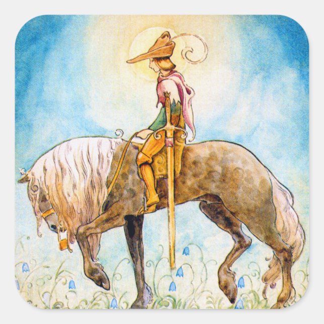 Young Prince on a Horse Square Sticker (Front)