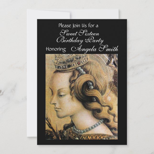 YOUNG PRINCESS SWEET 16 PARTY black Invitation (Front)