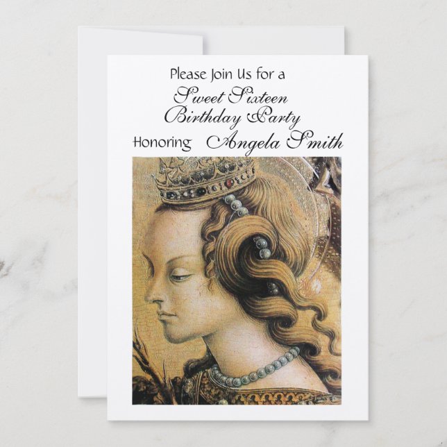 YOUNG PRINCESS SWEET 16  PARTY Gold Metallic Invitation (Front)