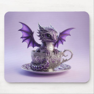 Young Purple & White Fairmont Dragon In A Tea Cup Mouse Mat