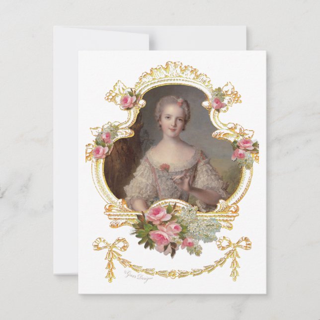 Young Queen Marie Antoinette Pink Roses Cards (Front)