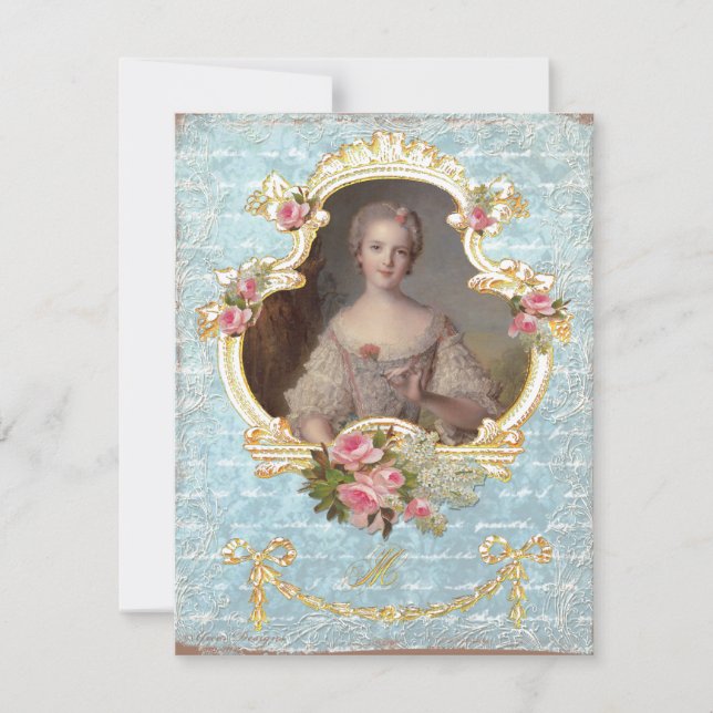 Young Queen Marie Antoinette Pink Roses Invitation (Front)