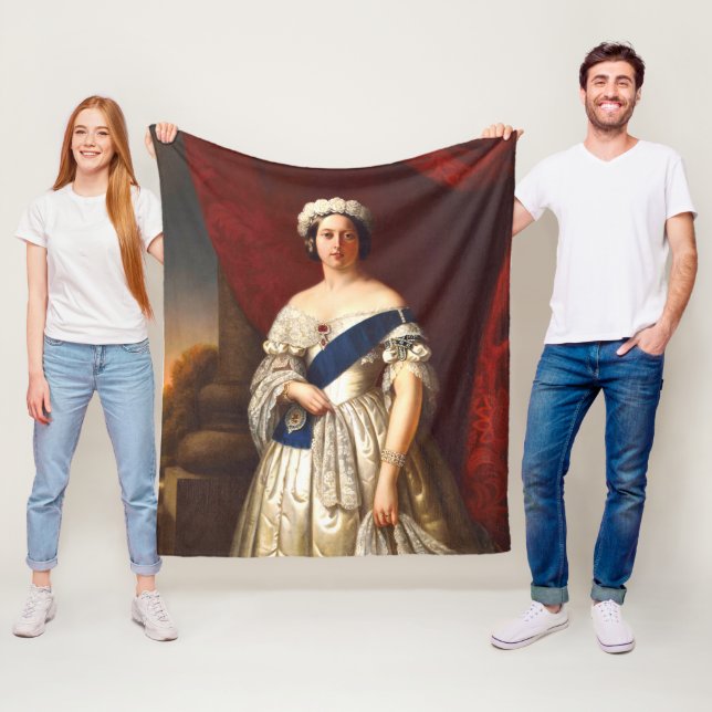 Young Queen Victoria With Flower Tiara Portrait Fleece Blanket (In Situ)