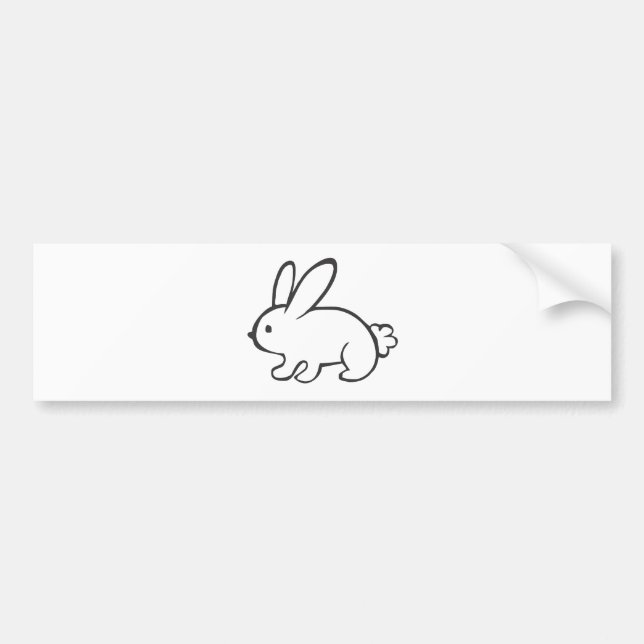 Young Rabbit in Black and White Sketch Bumper Sticker (Front)