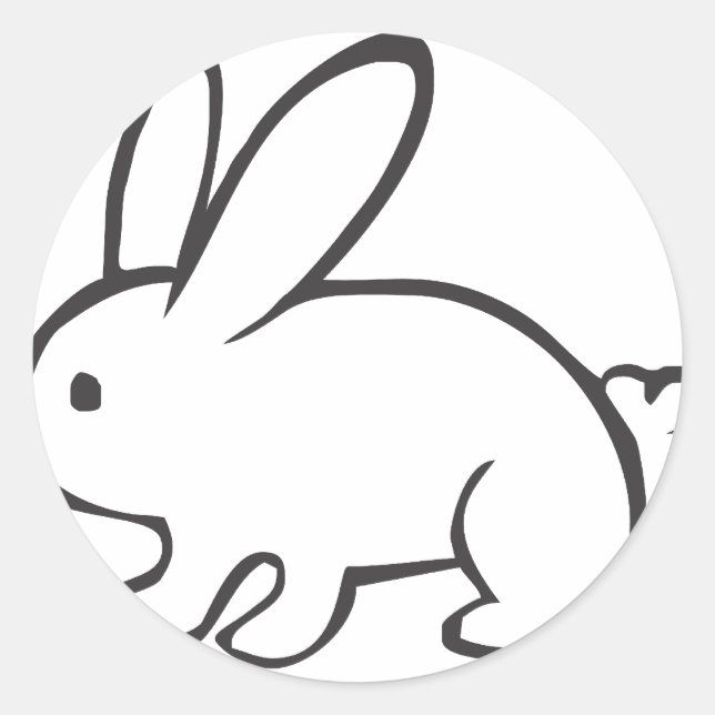 Young Rabbit in Black and White Sketch Classic Round Sticker (Front)