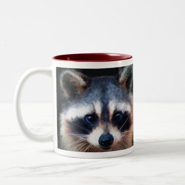 "Young Racoon Portrait" Two-Tone Coffee Mug (Left)