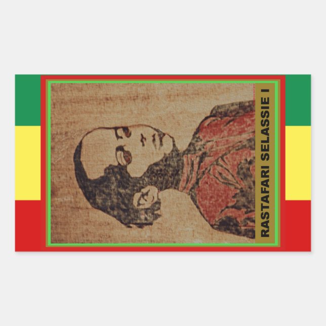 Young Ras, Young Haile Selassie I, Jah Rastafari Rectangular Sticker (Front)