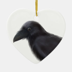 Young Raven Ceramic Tree Decoration