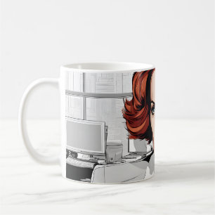 Young Redhead Beauty in Office Coffee Mug