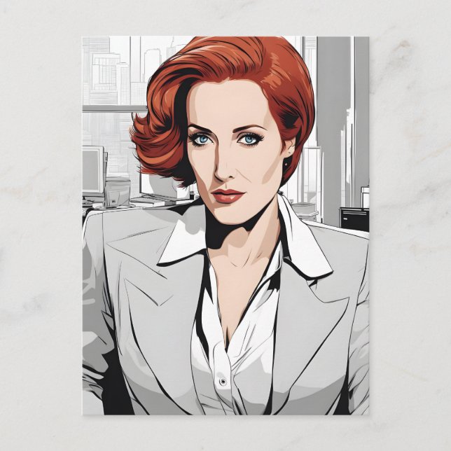 Young Redhead Beauty in Office Postcard (Front)
