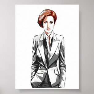 Young Redhead Beauty in Suit Poster