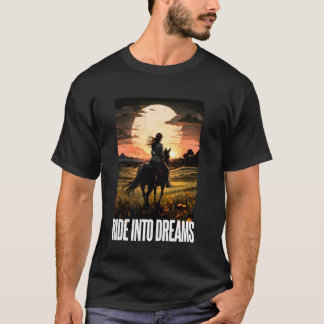 Young rider woman and a horse. Ride into dreams. T-Shirt