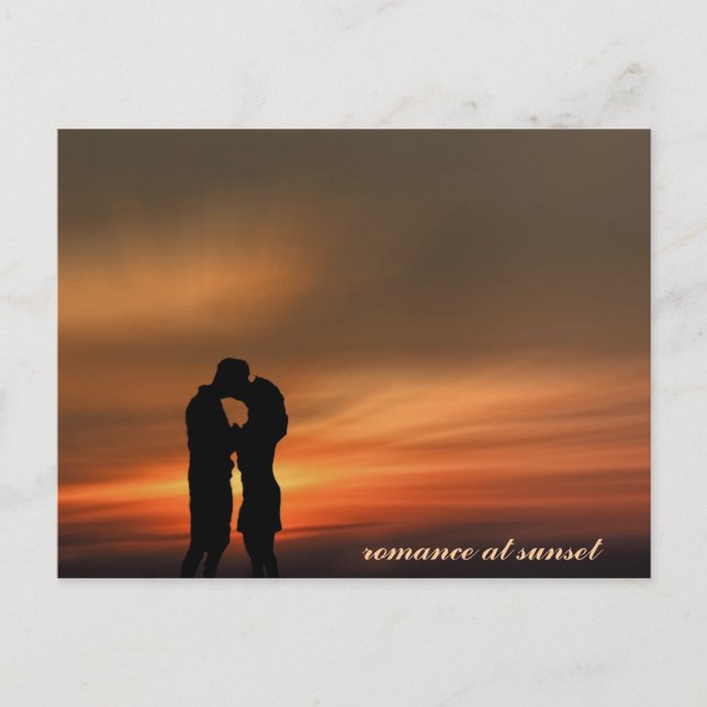 Young romantic couple at sunset, postcard (Front)