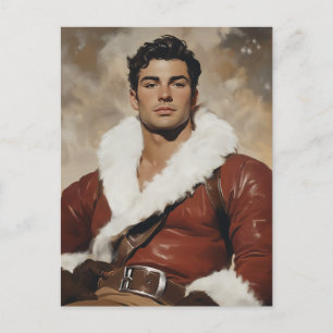 Young Santa - Dashing Portrait of Christmas past Holiday Postcard