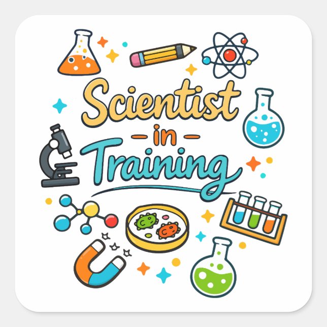 Young Scientist in Training Invitation Square Sticker (Front)