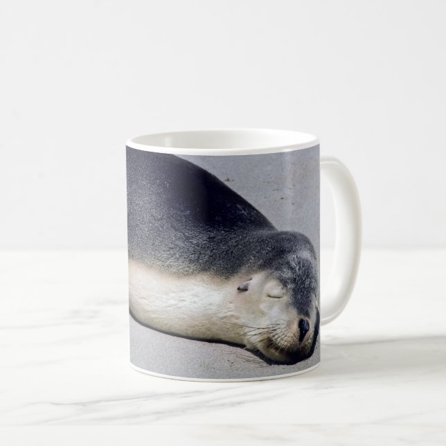 Young seal sleeping on a beach - Australia Coffee Mug (Front Right)