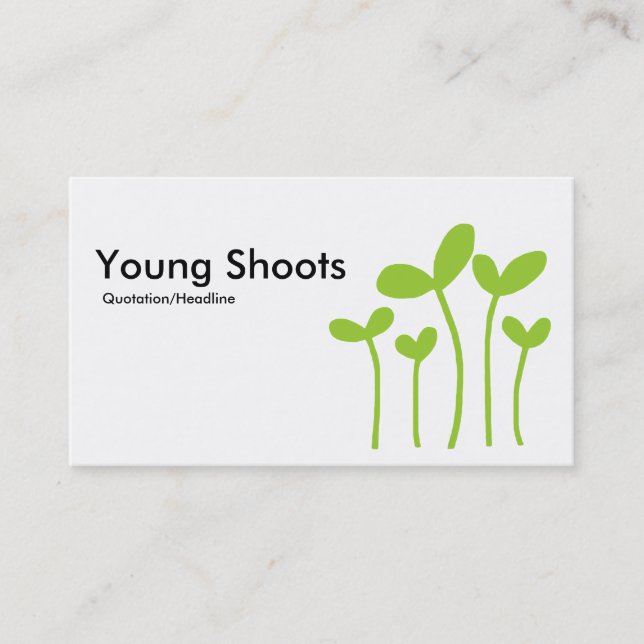 Young Shoots v2 - Black, White And Martian Green Business Card (Front)