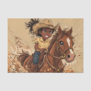 Young Smiling Girl Rider Her Horse Tissue Paper