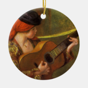 Young Spanish Woman with a Guitar by Pierre Renoir Ceramic Tree Decoration