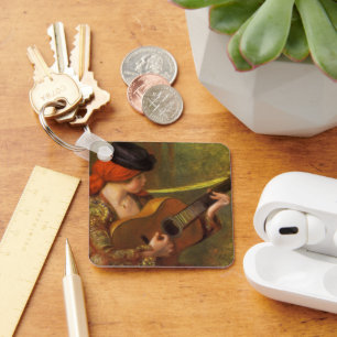 Young Spanish Woman with a Guitar by Pierre Renoir Key Ring