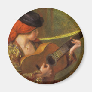 Young Spanish Woman with a Guitar by Pierre Renoir Magnet