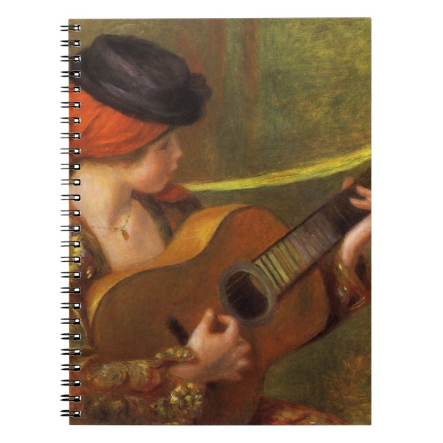 Young Spanish Woman with a Guitar by Pierre Renoir Notebook (Front)