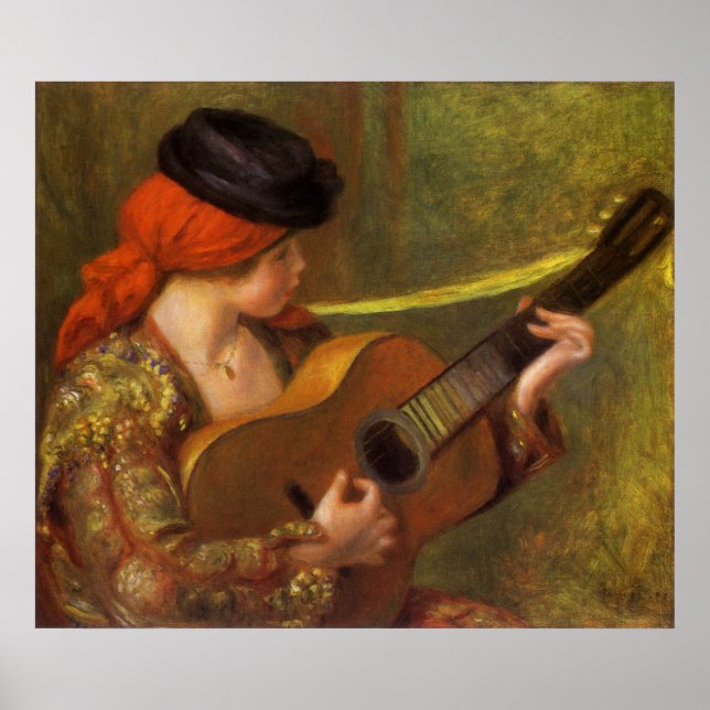 Young Spanish Woman with a Guitar by Pierre Renoir Poster (Front)