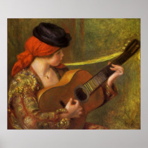 Young Spanish Woman with a Guitar by Pierre Renoir Poster