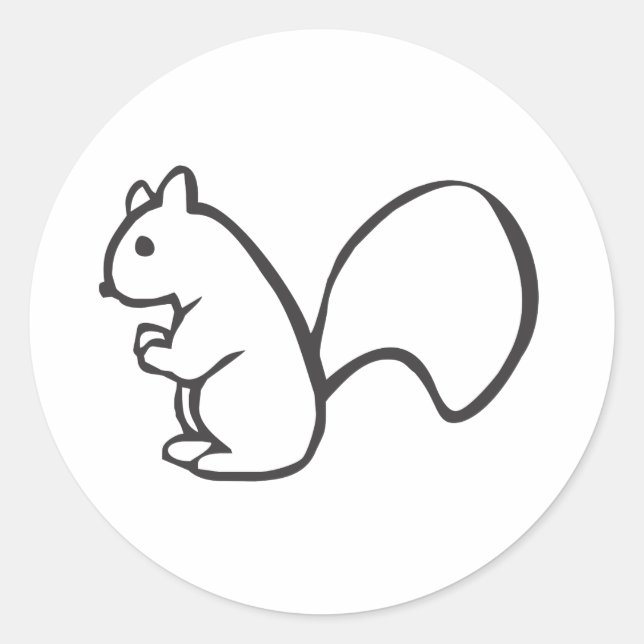 Young Squirrel in Black and White Sketch Classic Round Sticker (Front)