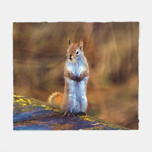 Young Squirrel Standing Tall Fleece Blanket