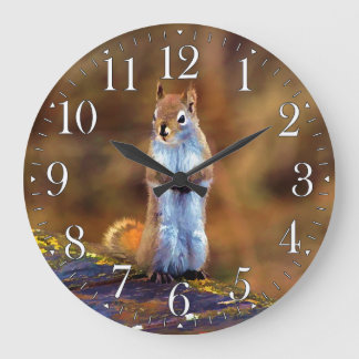 Young Squirrel Standing Tall Large Clock
