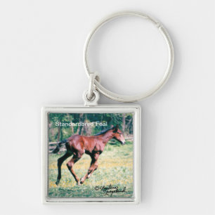 Young standardbred foal galloping Keychain