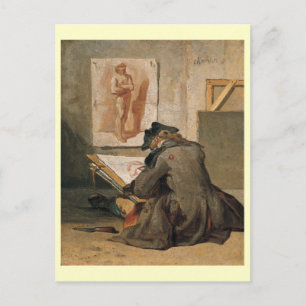 Young Student Drawing, Chardin 1738 Postcard