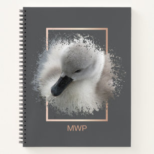 Young Swan Grey Abstract Notebook