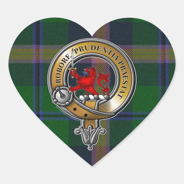 Young Tartan & Badge Heart Sticker (Front)
