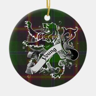 Young Tartan Lion Ceramic Tree Decoration