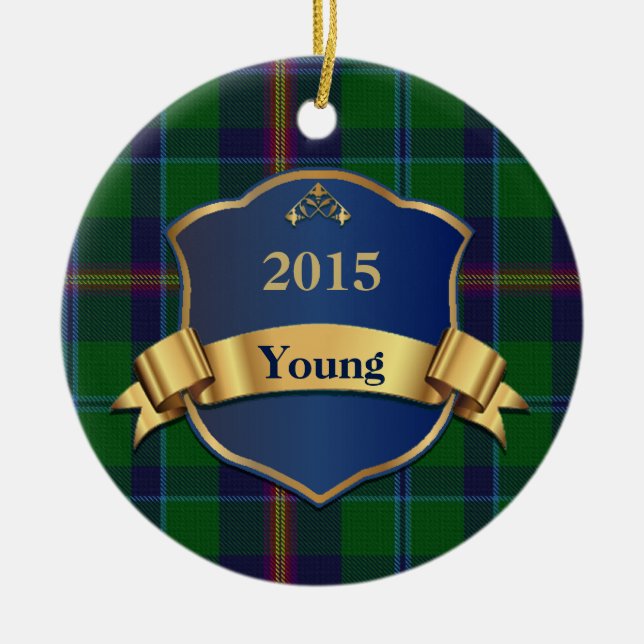Young Tartan Plaid Custom Ornament (Front)