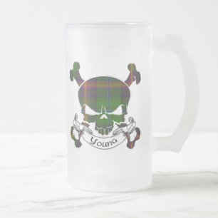 Young Tartan Skull Frosted Glass Beer Mug