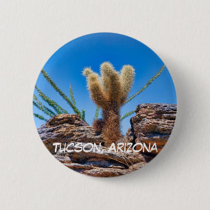 Young Teddy Bear Cholla Cactus, Tucson 6 Cm Round Badge