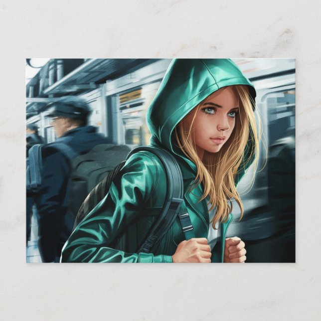 Young Traveller Illustration Postcard (Front)